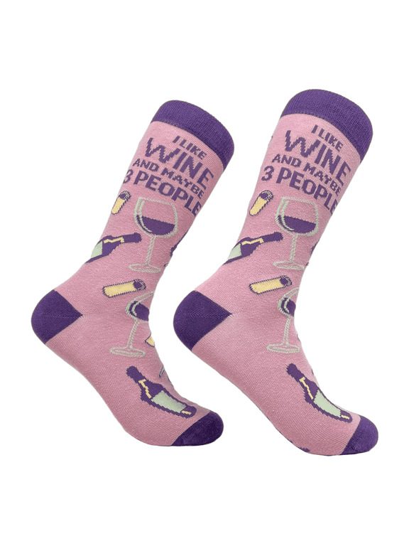 Women's I Like Wine and Maybe 3 People Socks Funny Drinking Sarcastic Vino Graphic Footwear