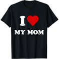 thumbnail image 1 of Women's "I Love My Mom" Retro-Themed Graphic Cotton T-Shirt Casual Comfortable Short Sleeve Round Neck Top Black S-5XL, 1 of 5