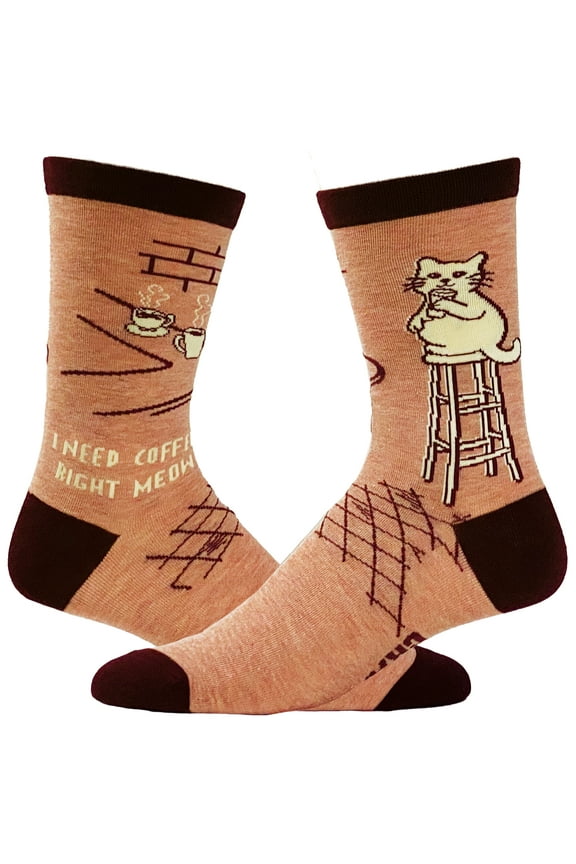 Women's I Need Coffee Right Meow Socks Funny Pet Cat Lover Kitty Novelty Footwear