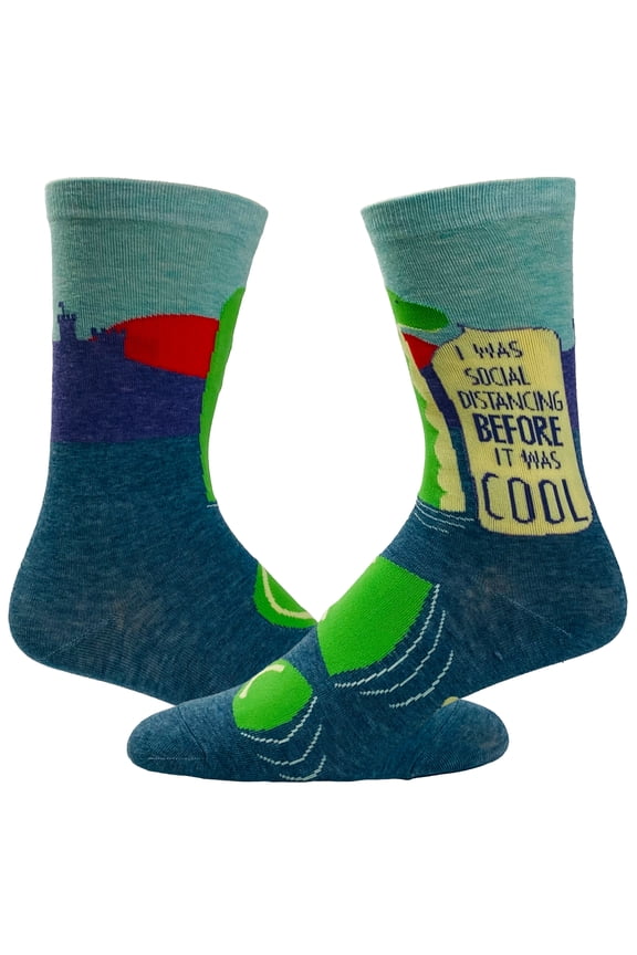 Women's I Was Social Distancing Before It Was Cool Socks Funny Loch Ness Monster Novelty Footwear
