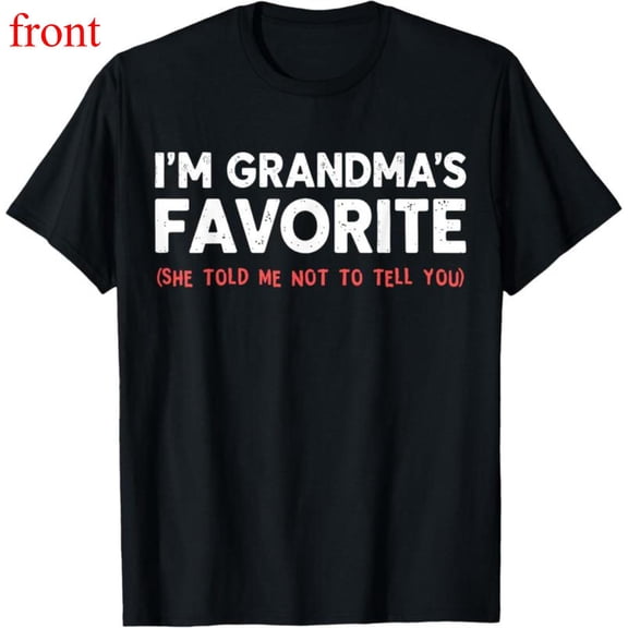 Women's "I'm Grandma's Favorite She Told Me Not To Tell You" Graphic T Shirt Casual Short Sleeve Round Neck Top Black S-5XL