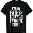 thumbnail image 1 of Women's "I'm My Father In Laws Favorite Child" Distressed Graphic Comfortable T-Shirt Short Sleeve Round Neck Top Black S-5XL, 1 of 5