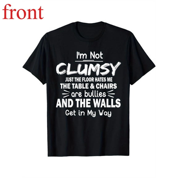 Women's "I'm Not Clumsy" Humorous Graphic Comfortable T Shirt Casual Short Sleeve Round Neck Top Black S-5XL