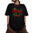 thumbnail image 1 of Women's I'm The Festive Elf Graphic Casual for Holiday Users Graphic Tee Comfortable Short Sleeve Round Neck Top Black S-5XL, 1 of 5