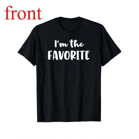 Women's "I'm the Favorite" Stylish Graphic Comfortable T-Shirt Casual Breathable Short Sleeve Round Neck Top Black S-5XL