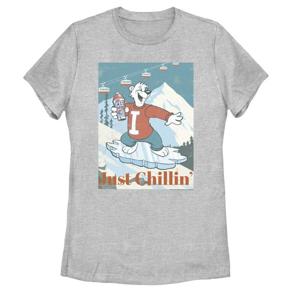 Women's ICEE Bear Just Chillin' while Iceboarding Graphic Tee Athletic Heather Medium