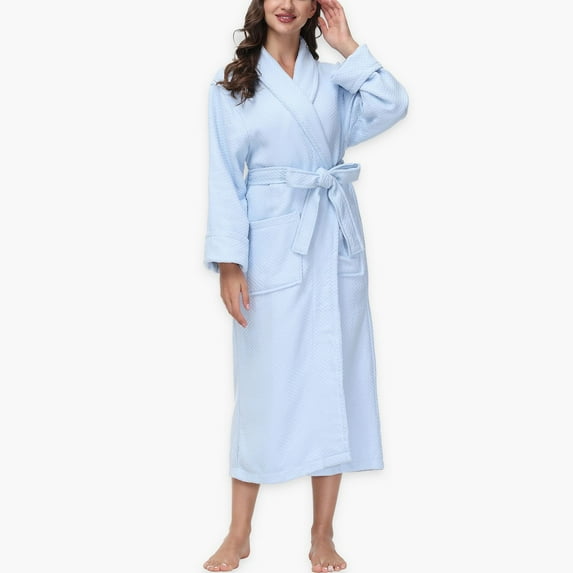 Women's INK+IVY Diamond Waffle Look Robe Color: Blue Size: S/M