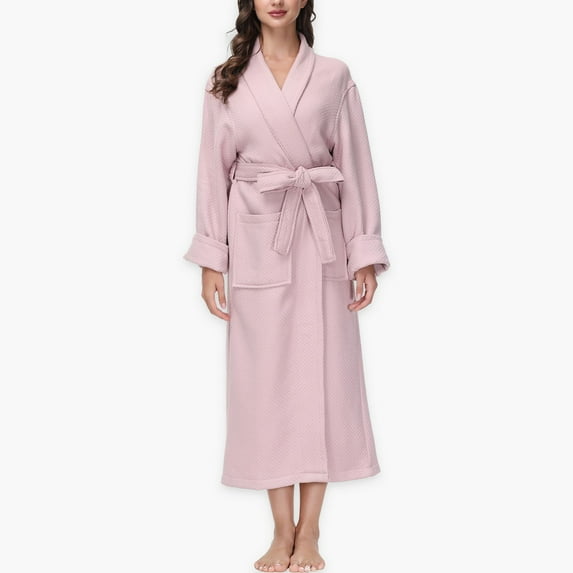 Women's INK+IVY Diamond Waffle Look Robe Color: Rose Size: L/XL