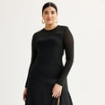 thumbnail image 1 of Women's INTEMPO™ Mesh Yoke Top Color: Black Size: LARGE, 1 of 4