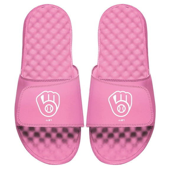 Women's ISlide Pink Milwaukee Brewers Primary Logo Slide Sandals