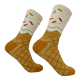 thumbnail image 1 of Women's Ice Cream Cone Socks Funny Cute Sweet Dessert Lovers Footwear, 1 of 7