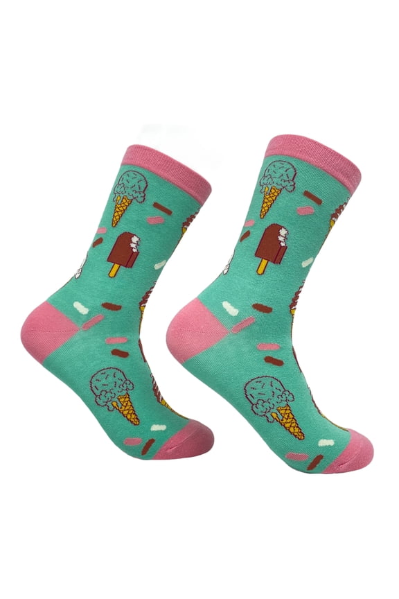 Women's Ice Cream Socks Funny Frozen Treat Dessert Vanilla Chocolate Cone Graphic Novelty Footwear