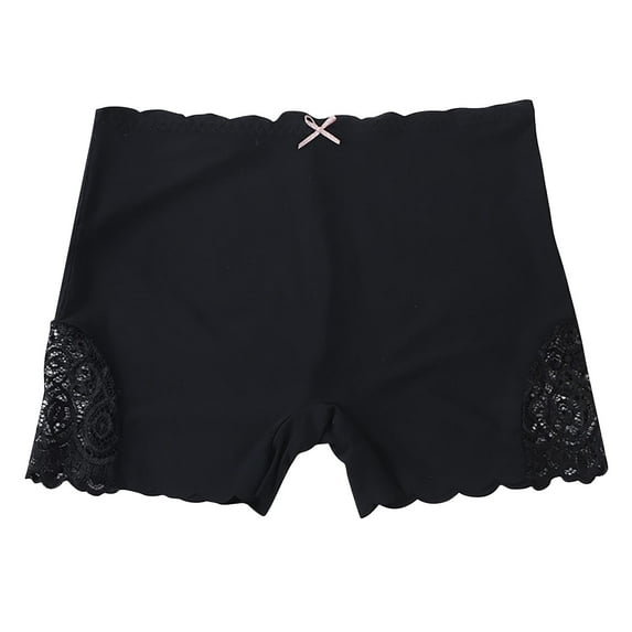 Women's Ice Silk Boyshorts Seamless Underwear Lace Edge Smooth Boxer Briefs Solid Color Soft Stretch Breathable Panties Comfort Fit