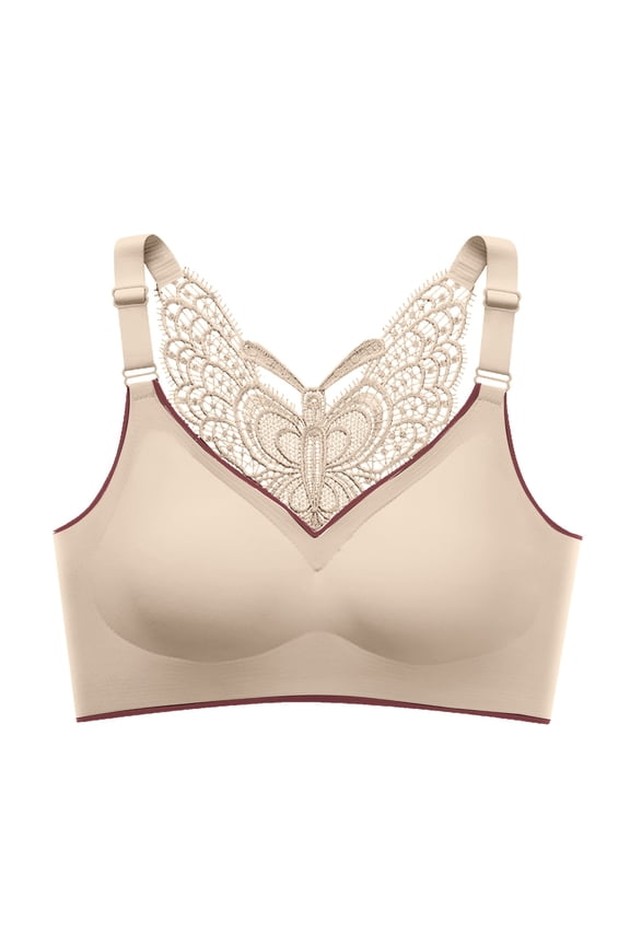 Women's Ice Silk Bra - Butterfly Back, Steel-Free, Large Chest Support, Nylon/Spandex