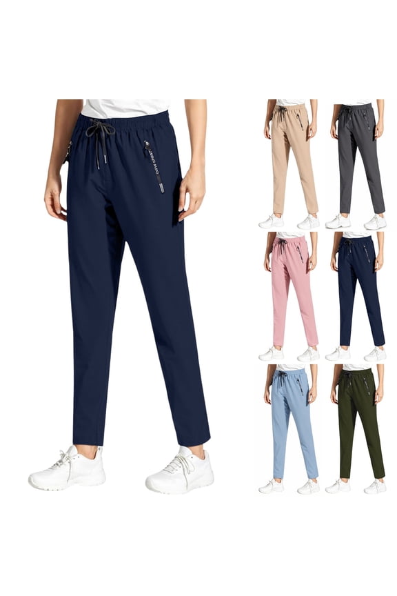 Women's Ice Silk Comfortable Casual Pants, Quick-Dry Breathable Sports Pants with Zipper Pockets