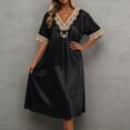thumbnail image 1 of Women's Ice Silk Lace Trim Nightgown Short Sleeve Cooling Sleep Dress Breathable Lightweight Summer Nightshirt Loose Casual Lounge Dress Soft Comfortable Homewear for Women, 1 of 3