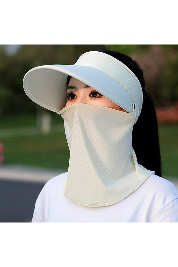 Women's Ice Silk Large Brim Baseball Cap with Detachable Neck Gaiter, UPF 50+ Sun Protection Empty Top Hat for Outdoor Sports, Running, Fishing and Summer Sun Shield