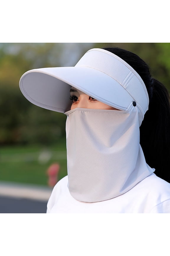 Women's Ice Silk Large Brim Baseball Cap with Detachable Neck Gaiter, UPF 50+ Sun Protection Empty Top Hat for Outdoor Sports, Running, Fishing and Summer Sun Shield