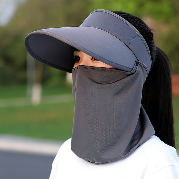Women's Ice Silk Large Brim Baseball Cap with Detachable Neck Gaiter, UPF 50  Sun Protection Empty Top Hat for Outdoor Sports, Running, Fishing and Summer Sun Shield