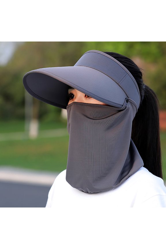 Women's Ice Silk Large Brim Baseball Cap with Detachable Neck Gaiter, UPF 50+ Sun Protection Empty Top Hat for Outdoor Sports, Running, Fishing and Summer Sun Shield