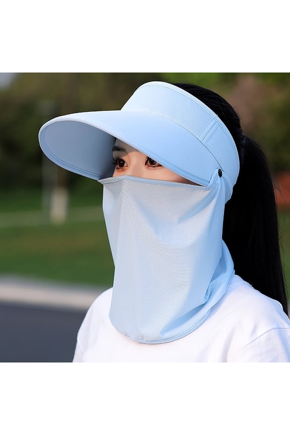 Women's Ice Silk Large Brim Baseball Cap with Detachable Neck Gaiter, UPF 50+ Sun Protection Empty Top Hat for Outdoor Sports, Running, Fishing and Summer Sun Shield