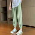 thumbnail image 1 of Women's Ice Silk Long Elastic High Waist Summer Casual Sunscreen Sports Pants Womens plus Size Casual Pants Set Womens Tall Pants Casual Work Women's Casual Pants Size Tall Casual Pants Women Pockets, 1 of 4