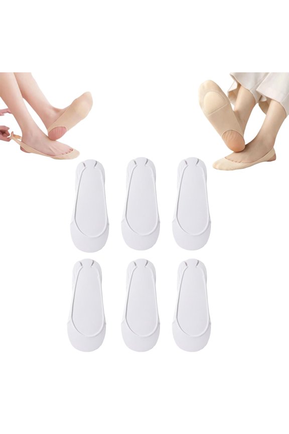 Women's Ice Silk No Show Ultra-Thin Liners,6pcs Ice Silk Invisible Liners,Soft Forefoot Cushion,Non-Slip