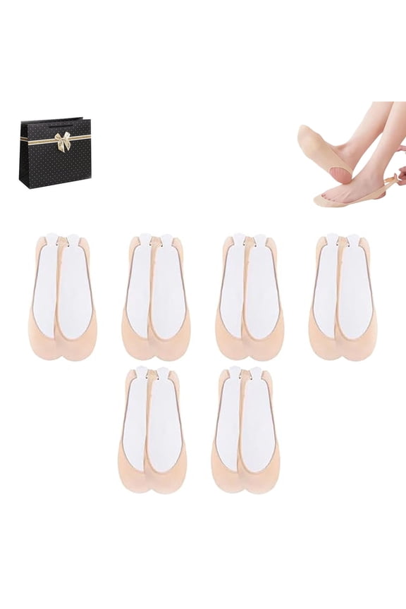 Women's Ice Silk No Show Ultra-Thin Liners, Foot‑comfort Ice Silk Invisible Liners 6 Pairs per Set, Anti-Slip