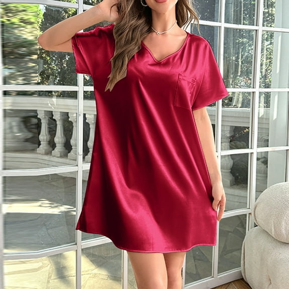 Women's Ice Silk Pajamas Women's Thin Home Service Long Nightdress Woman Nightgowns Adults Nightgown for Woman Dog Nightgowns Women Soccer Nightgown Sleeping Dress Womens Nightgowns plus Size 1x Sleep