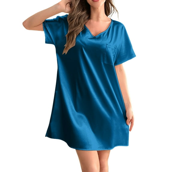 Women's Ice Silk Pajamas Women's Thin Home Service Long Nightdress