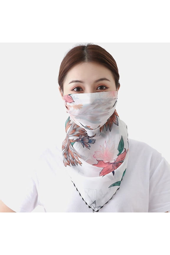 Women's Ice Silk Printed Scarf, Sun Protection Face Mask and Neck Gaiter, Lightweight UV Ray Shield for Summer Outdoor Activities, Travel, Beach, Hiking, and Daily Casual Wear-A