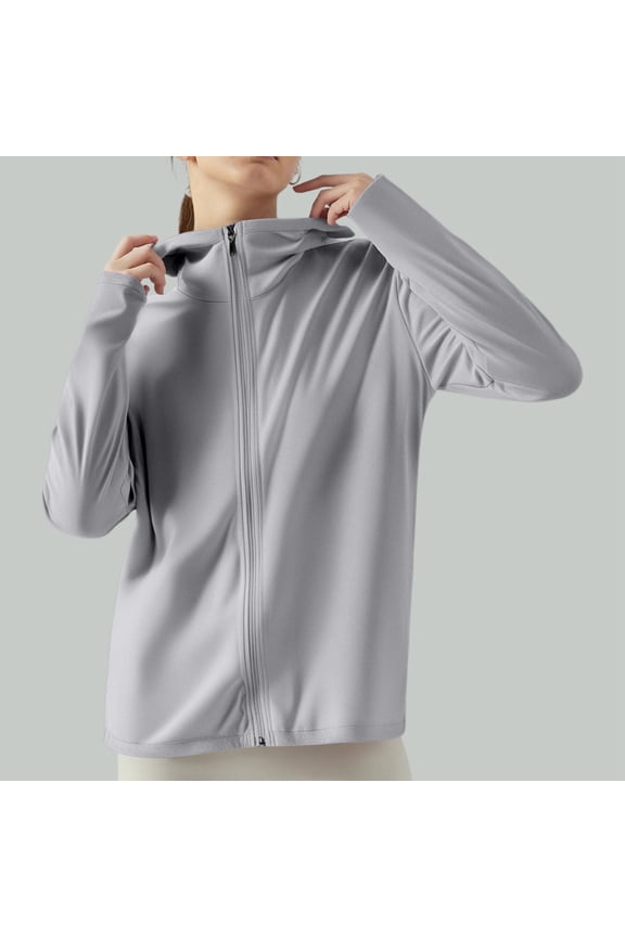 Women's Ice Silk Protective Hooded Sunscreen Jacket Pure Color Lightweight Breathable For Summer Outdoors Cute Long Sweaters for Women Womens Dusters And Kimonos Warm Cardigans for Women Sleeveless