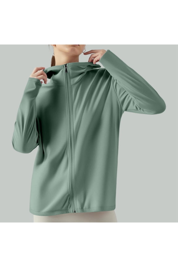 Women's Ice Silk Protective Hooded Sunscreen Jacket for Outdoors Lightweight Breathable Summer
