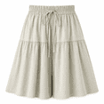 thumbnail image 1 of Women‘s Ice Silk Quick Dry Wide Leg Capri Pants, Summer Casual Loose Fit Knee Length Shorts with Pockets, Lightweight Flowy Lounge Culottes for Beach Travel, 1 of 8