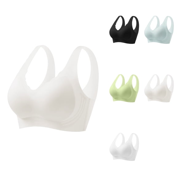 Women's Ice Silk Seamless Bra with Cold Feeling Thin Support, Breathable Comfortable Fixed Cup Underwear