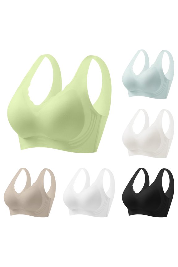 Women's Ice Silk Seamless Cold Feeling Thin Soft Support Breathable Comfortable Bra Fixed Underwear Support Bra XL