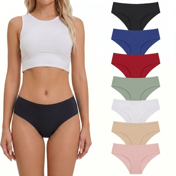 Women's Ice Silk Seamless No Show Briefs, Breathable Soft Workout Underwear