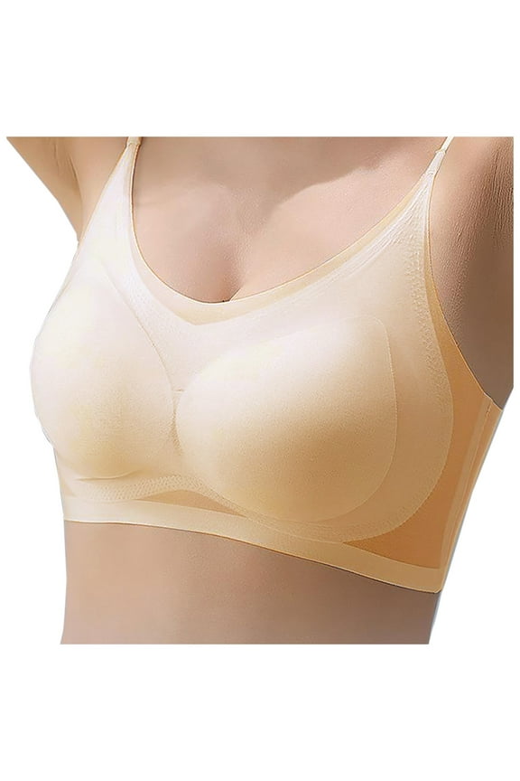 Women's Ice Silk Seamless Sleep Bra - Ultra-Thin Breathable Design, Removable Pads, Nylon Spandex, Supportive for Daily/Workout, M-XXXXL