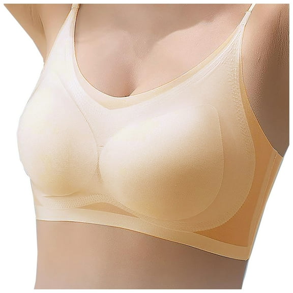 Women's Ice Silk Seamless Sleep Bra - Ultra-Thin Breathable Design, Removable Pads, Nylon Spandex, Supportive for Daily/Workout, M-XXXXL