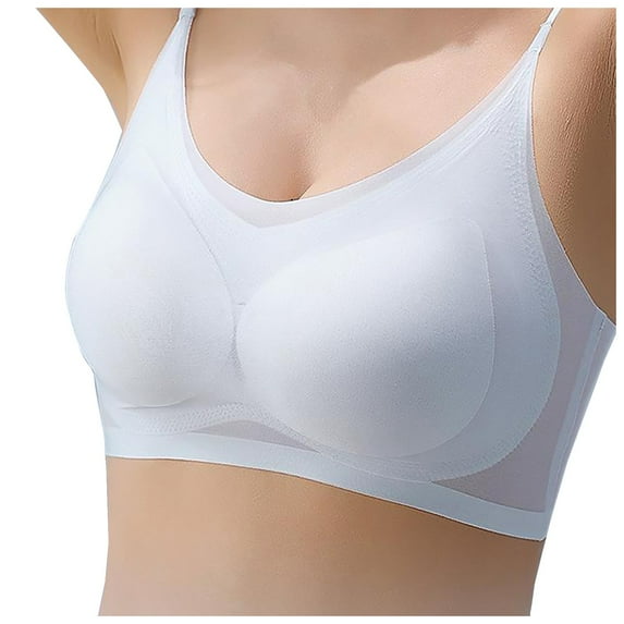 Women's Ice Silk Seamless Sleep Bra - Ultra-Thin Breathable Design, Removable Pads, Nylon Spandex, Supportive for Daily/Workout, M-XXXXL