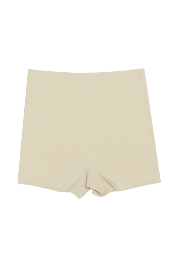 Women's Ice Silk Shorts Non-Fading Leggings Seamless Shorts for Under Dress Smooth Boyshorts for Yoga/Bike/Workout Shapewear Shorts,Color:Beige