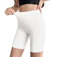 thumbnail image 1 of Women's Ice Silk Shorts Non-Fading Leggings Seamless Shorts for Under Dress Smooth Boyshorts for Yoga/Bike/Workout Shapewear Shorts,Color:White, 1 of 9