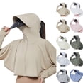 thumbnail image 1 of Women's Ice Silk Sun Protection Jacket with Detachable Brim and Full Face Coverage Featuring Lightweight Breathable Fabric Cuts for Summer Cycling White One Size, 1 of 5