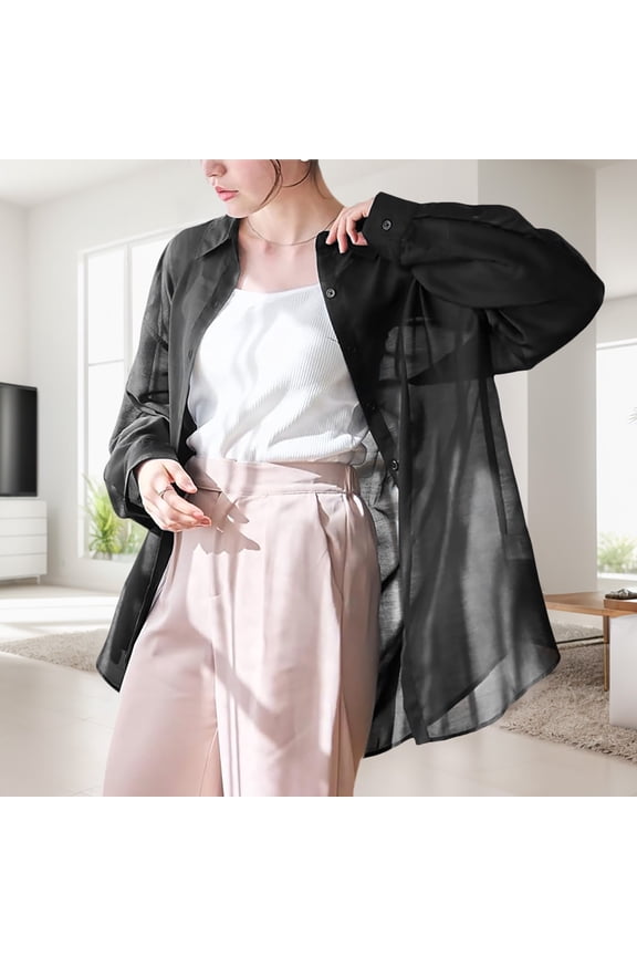Women's Ice Silk Sunscreen Thin Drape Blouse Blouse Flannel Shirt Tops for Women Short Sleeve Womens Long Sleeve Baseball Womens Button up Blouse Layering Shirts for Women Denim Shirts for Juniors