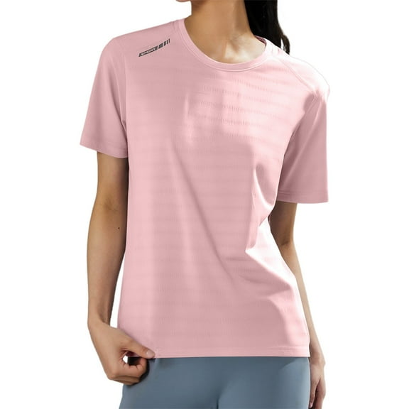 Women’s Ice Silk T Shirt for Sports Casual Wear Running and Fitness Breathable Short Sleeve Outdoor Top Solid Tee Shirts for Women Women Shirt Polyester Spandex Large Woman Shirt Womens Neck