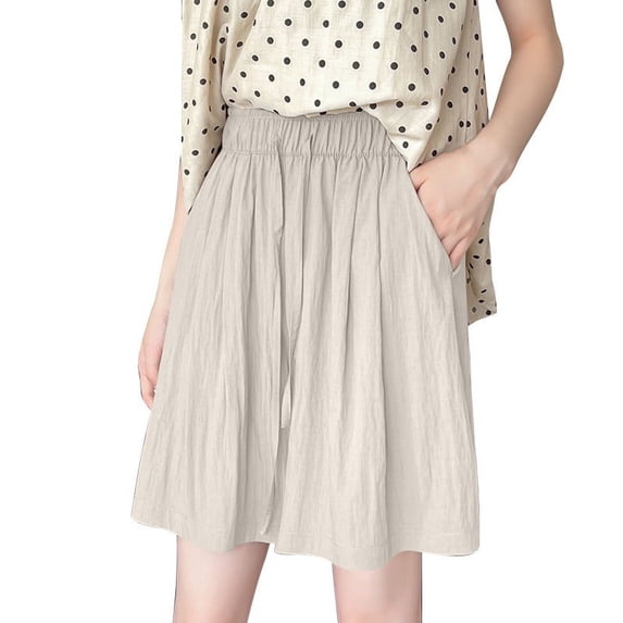 Women's Ice Silk Wide Leg Shorts Lightweight Flowy Beach Shorts Elastic Waist Drawstring Pants Casual Ruched Vacation Shorts with Pockets