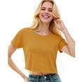 thumbnail image 1 of Women's Ideal Crop Top Round Neck Short Sleeve T-Shirt, &nbsp;Antique Gold, Medium, 1 of 8
