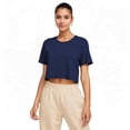 thumbnail image 1 of Women's Ideal Crop Top Round Neck Short Sleeve T-Shirt, &nbsp;Midnight Navy, X-Large, 1 of 8
