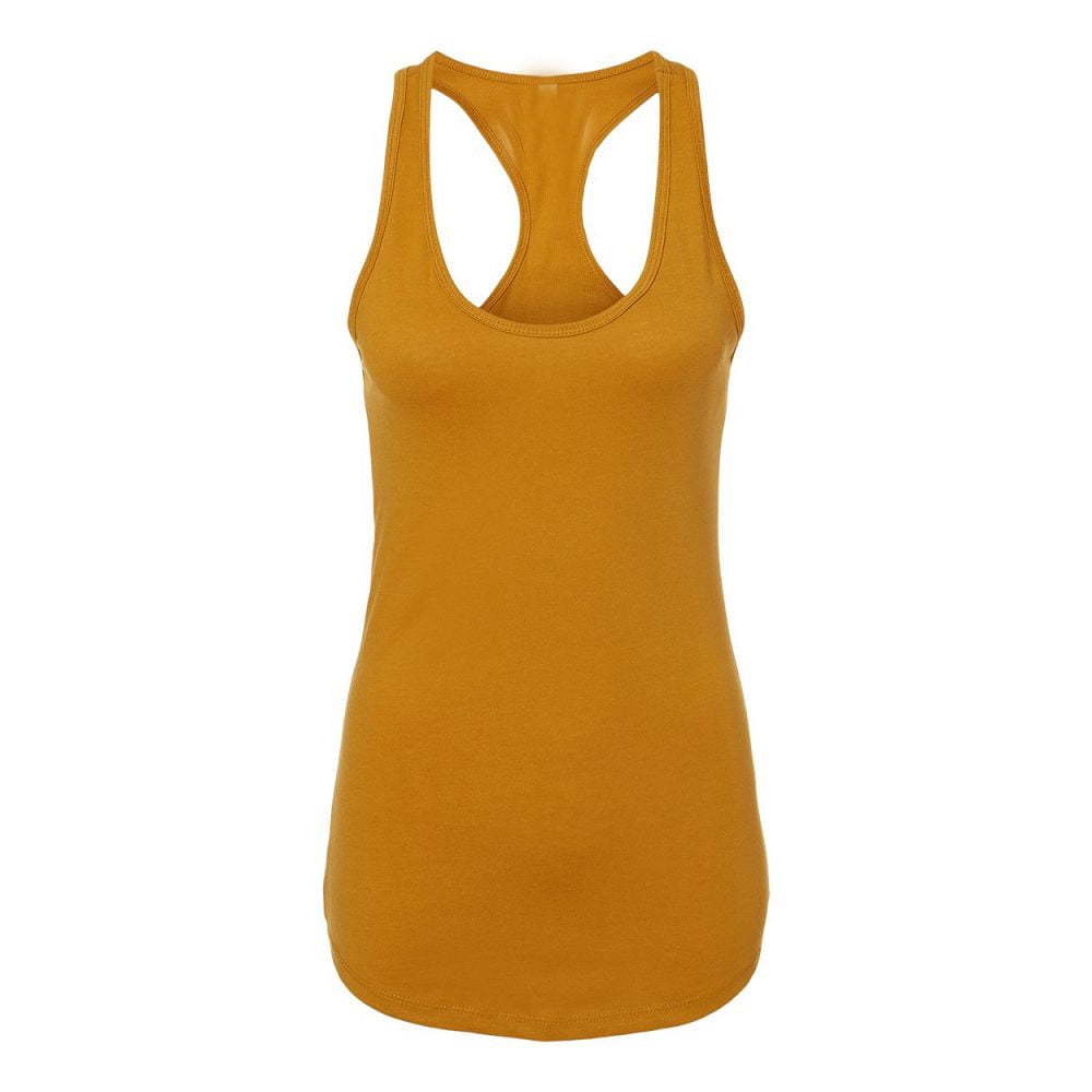 Next Level Women's Ideal Racerback Tank Top - Lightweight, Curved Hem, Laundered Fabric, Size L, Antique Gold