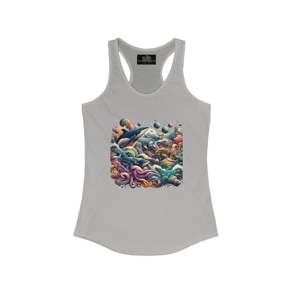 Women's Ideal Racerback Tank Ocean Animals